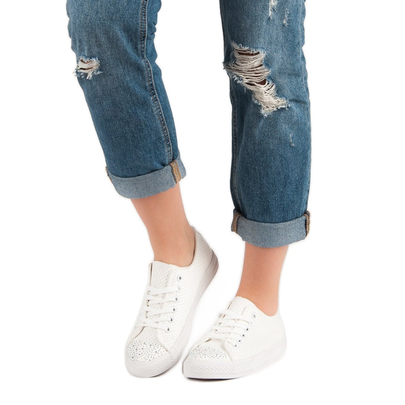 Sport Valkoiset kengät kristallilla valkoinen 2