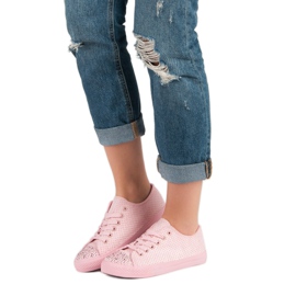 Sport Vaaleanpunaiset kengät kristalleilla vaaleanpunainen 2