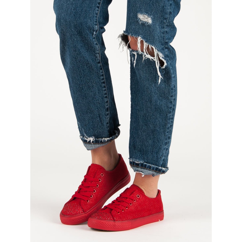 Sport Punaiset kengät kristalleilla punainen 1