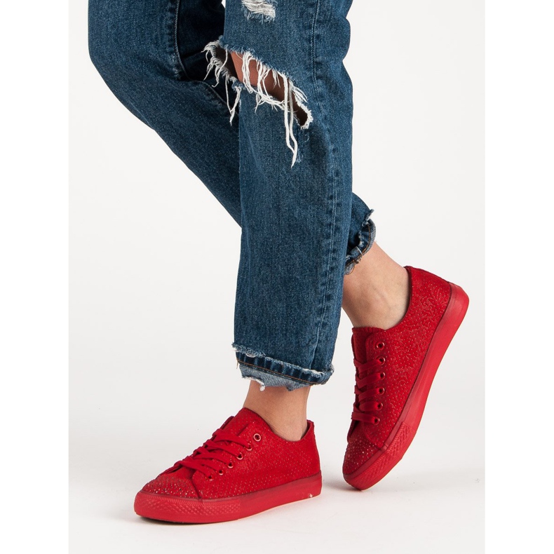 Sport Punaiset kengät kristalleilla punainen 2