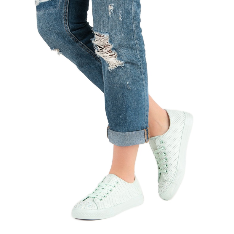 Sport Minttu kengät kristalleilla vihreä 2