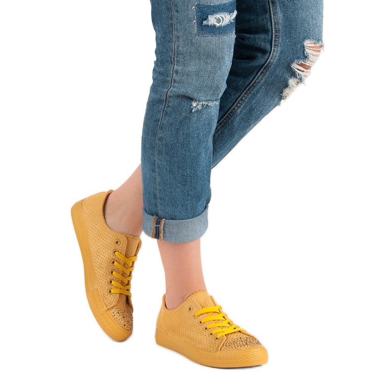 Sport Keltaiset lenkkarit kristalleilla keltainen 2