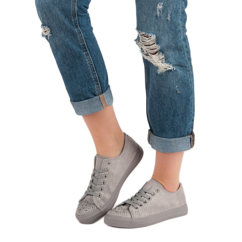 Sport Harmaat kengät kristallilla 1