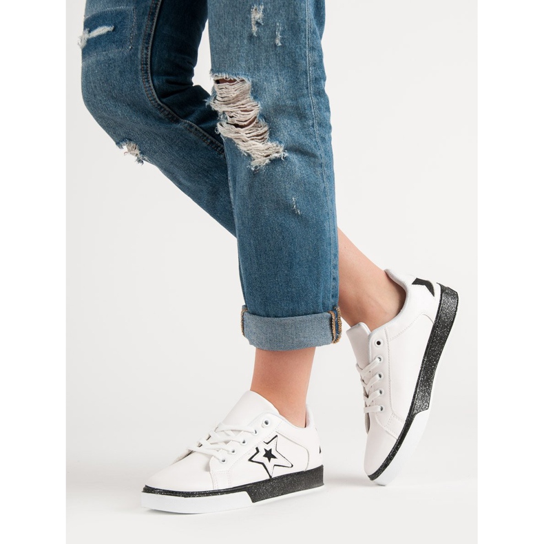 Naisten urheilukengät valkoinen musta 2