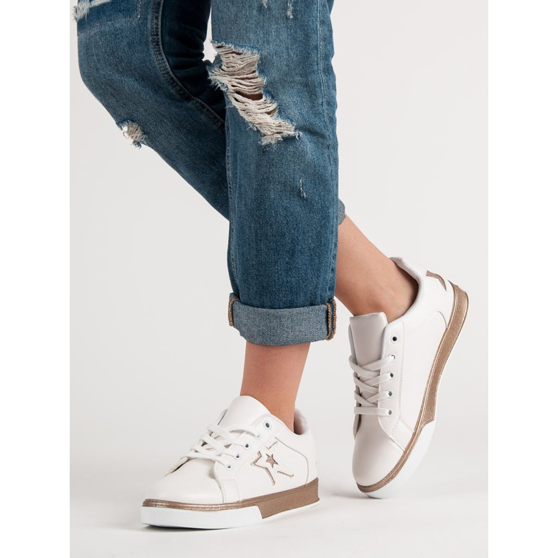 Naisten urheilukengät valkoinen keltainen 1