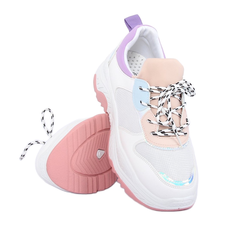 Valkoiset ja violetit urheilukengät B0-63 VALKOINEN / PURPURI 1