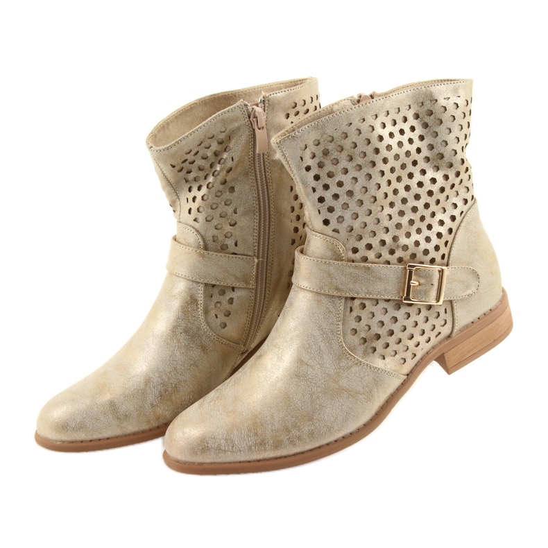 M.Daszyński Vapaa -ajan naisten saappaat SA142 kultaa ruskea keltainen 2