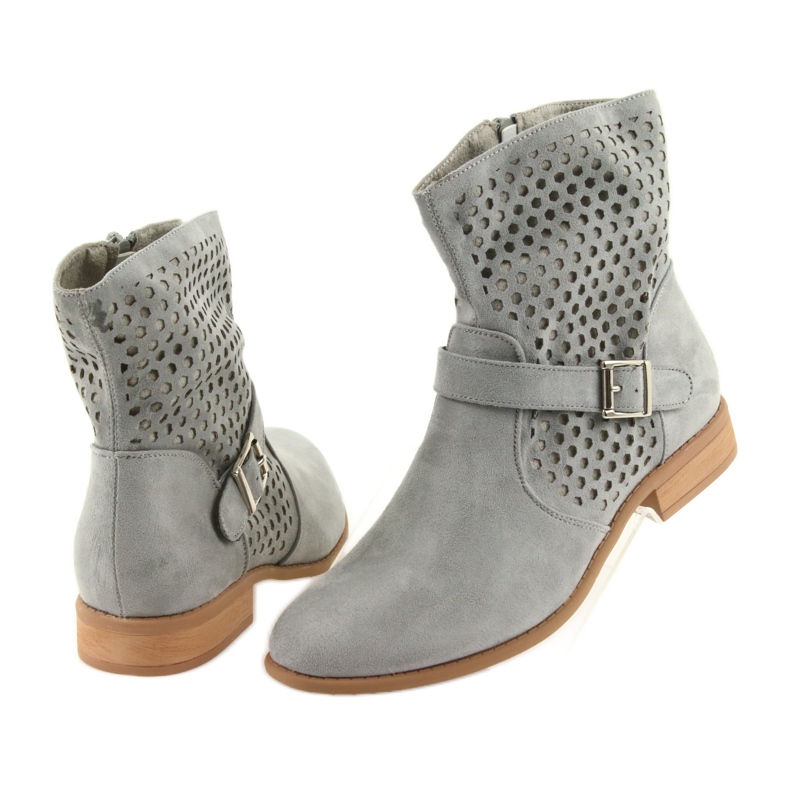 M.Daszyński Harmaa mokkanahkainen SA142 naisten vapaa -ajan saappaat 4