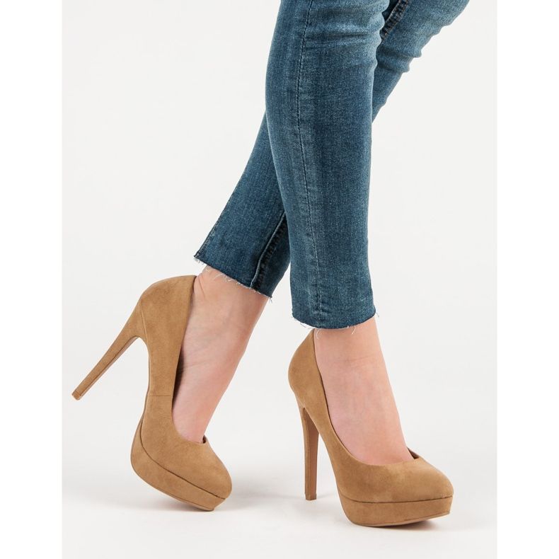 Corina Suede Heels on Platform ruskea 1
