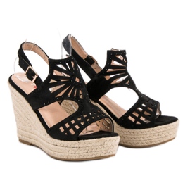 Top Shoes Avoimet kiilamaiset sandaalit musta 1