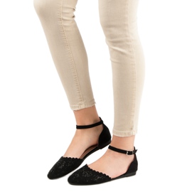 Laura Mode Avoimet ballerinat kristalleilla musta 2