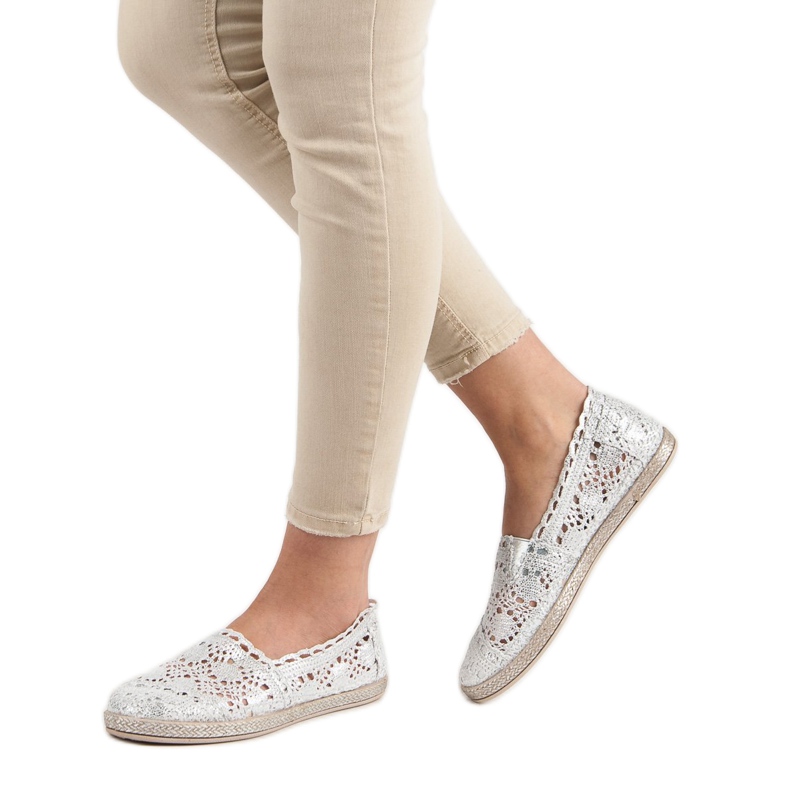 Sweet Shoes Hopeiset pitsi -espadrillit harmaa 2
