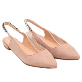 Avokantaiset ballerinat vaaleanpunainen LS5028 Beige 1