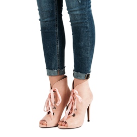 Bestelle Sidotut avokärkiset saappaat vaaleanpunainen 1