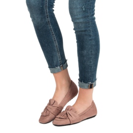 Jauhe mokkanahka ballerinat vaaleanpunainen 1