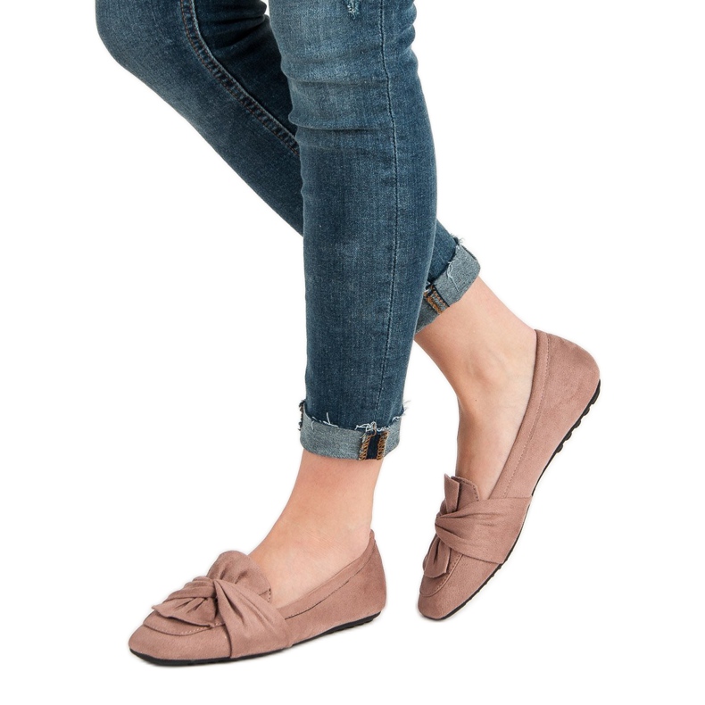 Jauhe mokkanahka ballerinat vaaleanpunainen 2