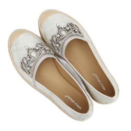 Hopeiset espadrillot kruunulla, H-6558 Hopea harmaa 1