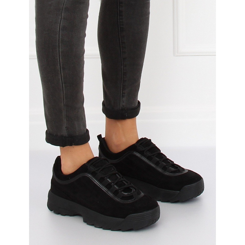 Musta 81016 Mustat mokkanahkaiset urheilukengät 1