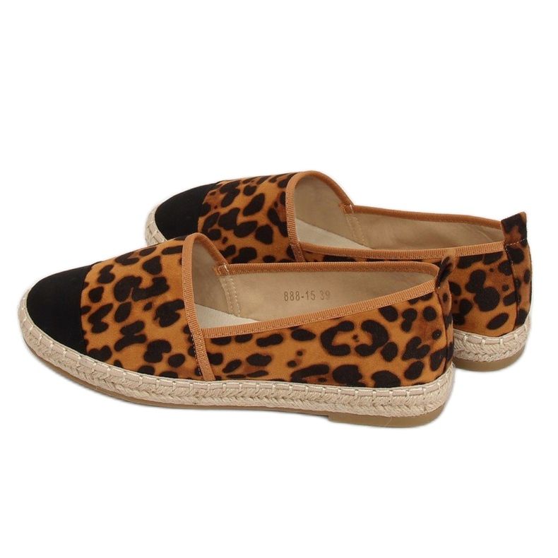 Naisten espadrillit 888-15 Leopard musta ruskea monivärinen 1