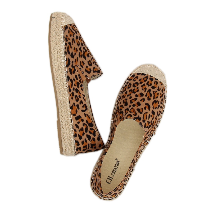 Naisten espadrilles leopard 180-5 Leopard ruskea monivärinen 1