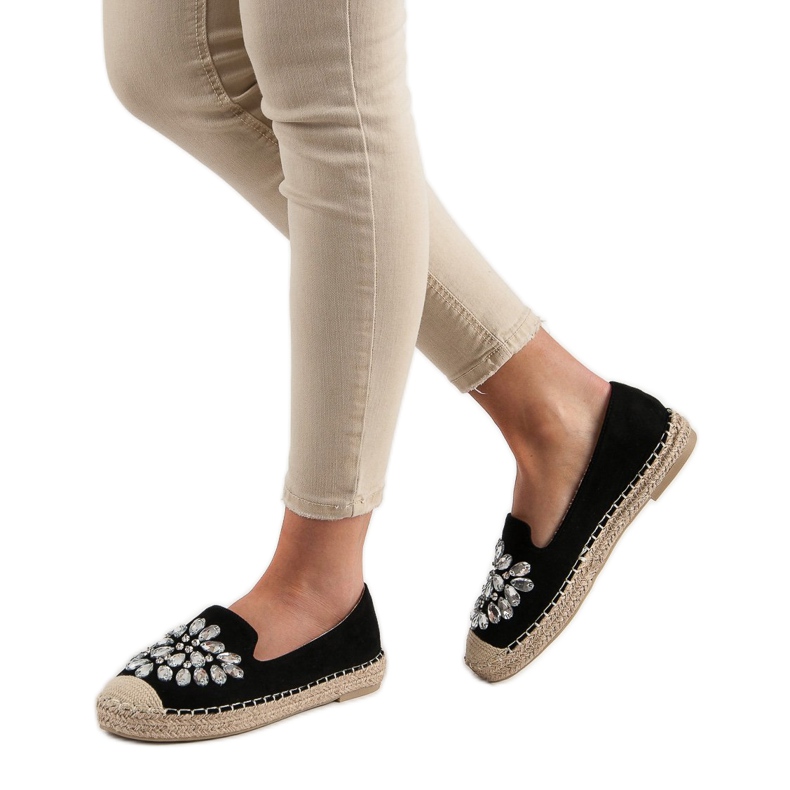 Small Swan Suede Espadrilles koristeilla musta 2