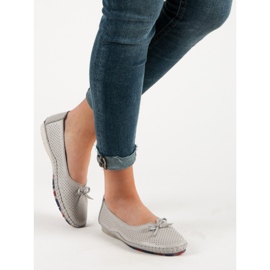 VINCEZA -avoimet nahkabaleriinit harmaa 1