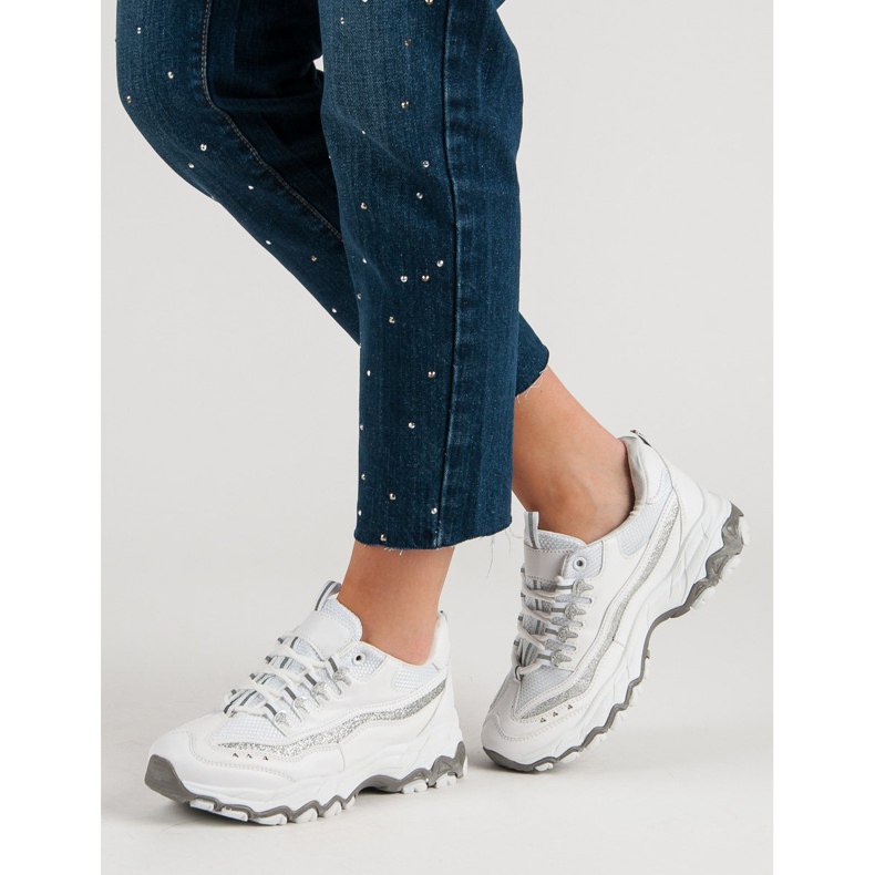 Glitterillä varustetut lenkkarit valkoinen 1