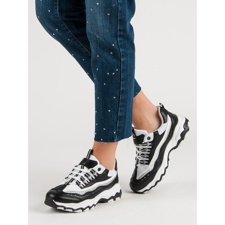 Glitterillä varustetut lenkkarit valkoinen musta 1