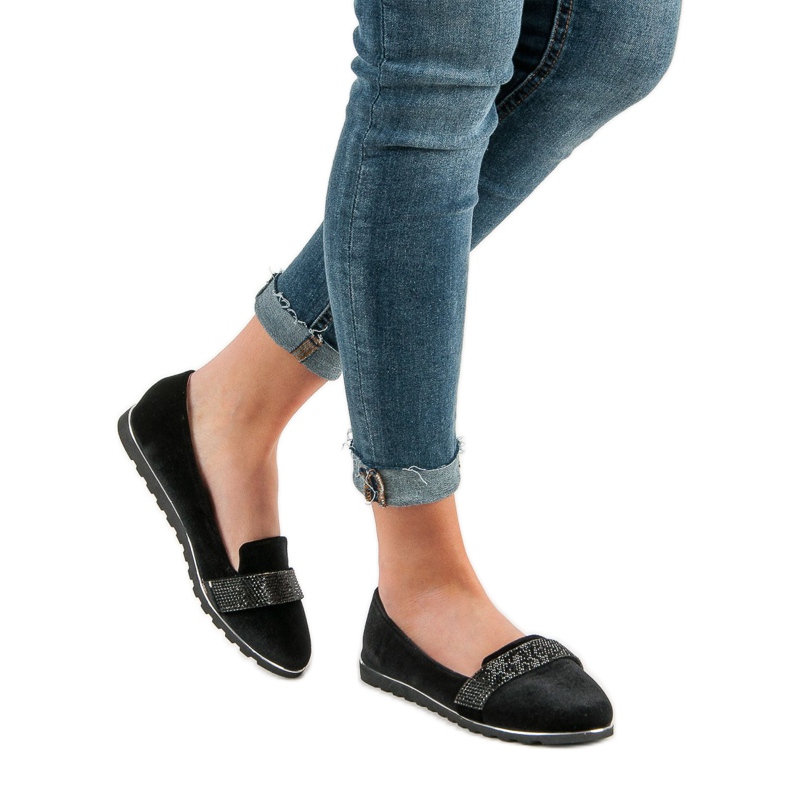 Velour -ballerinat musta 1