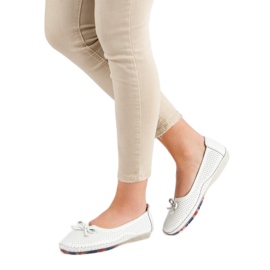 VINCEZA -avoimet nahkabaleriinit valkoinen 2