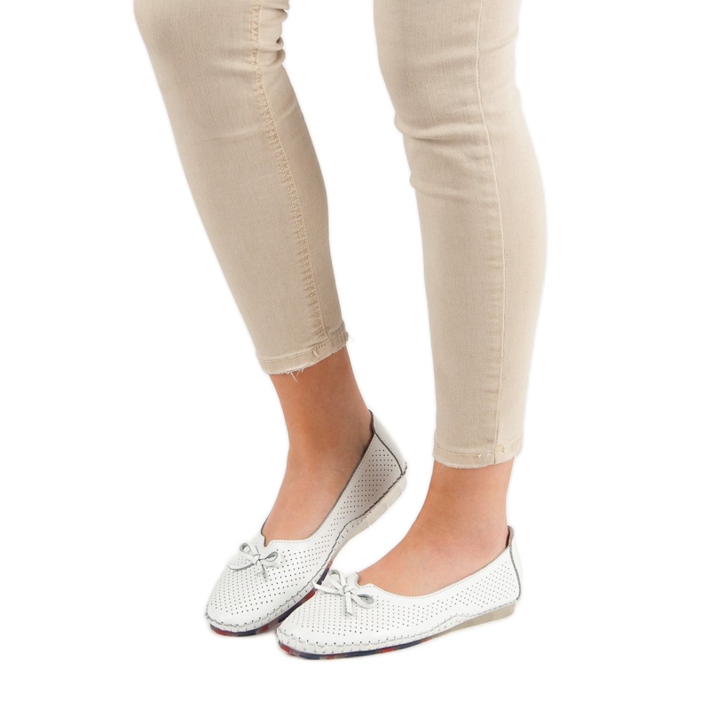 VINCEZA -avoimet nahkabaleriinit valkoinen 1