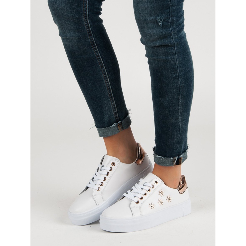 Filippo Nahkaiset urheilukengät kukilla valkoinen 1