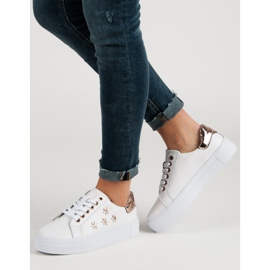 Filippo Nahkaiset urheilukengät kukilla valkoinen 2