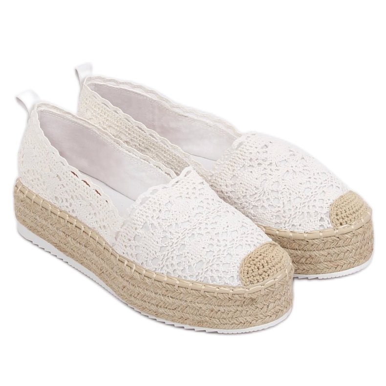 Valkoiset pitsi -espadrillit A8692 Valkoinen 2