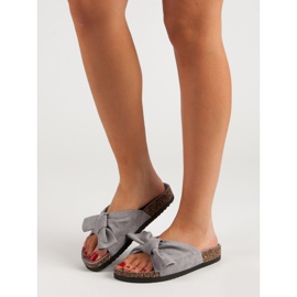 VINCEZA -tossut, joissa rusetti harmaa 1