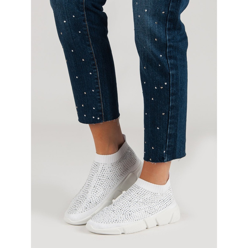 Tekstiiliset urheilukengät kristalleilla valkoinen 2