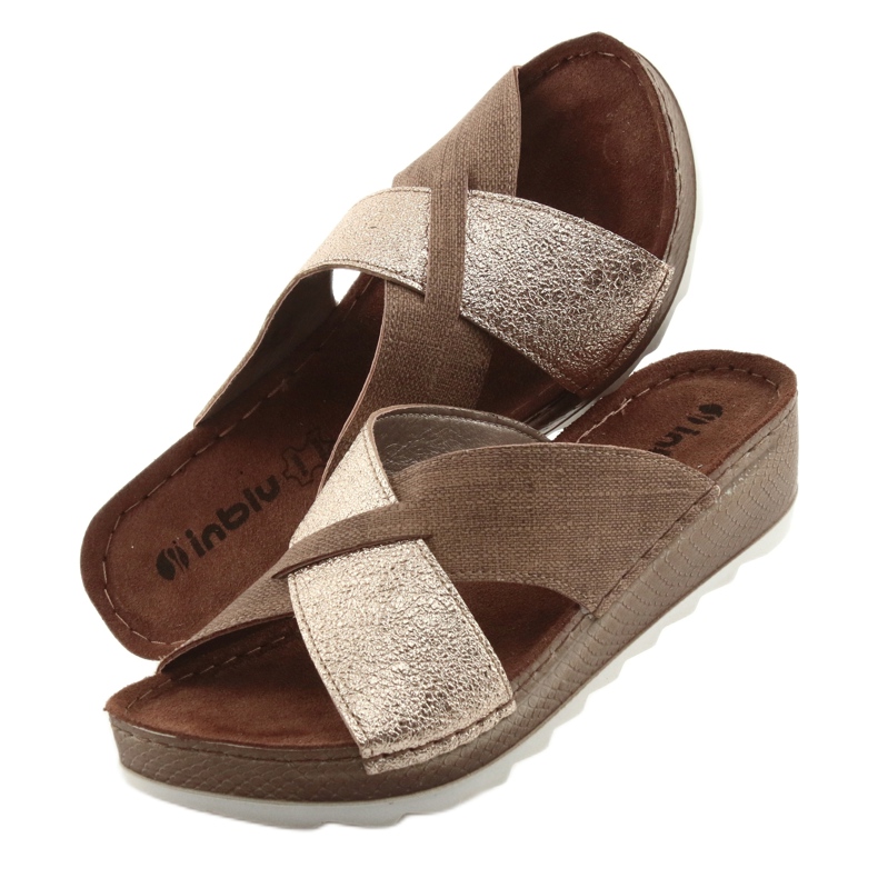 KOMFORT INBLU GX006 ruskeat / kultaiset tossut beige kultainen 5