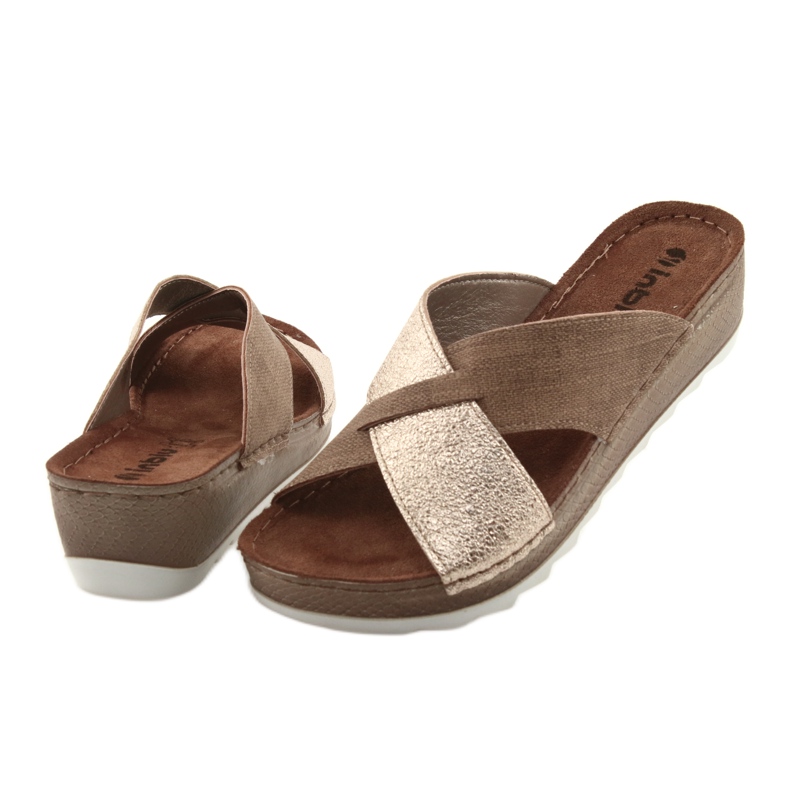 KOMFORT INBLU GX006 ruskeat / kultaiset tossut beige kultainen 4