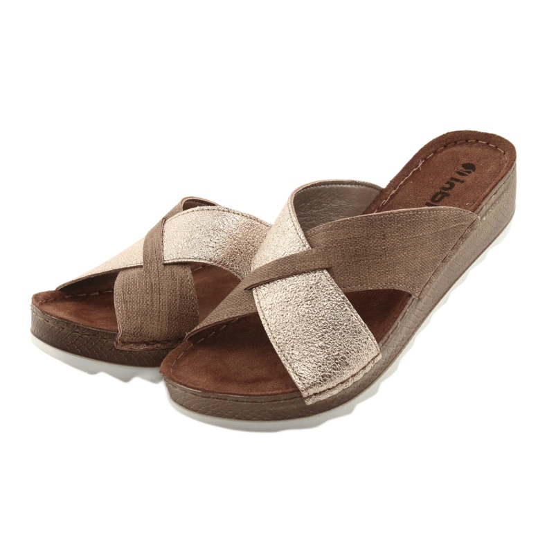 KOMFORT INBLU GX006 ruskeat / kultaiset tossut beige kultainen 3