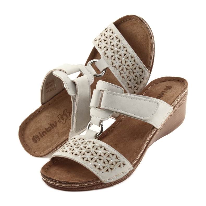 Inblu NA03 beige paljetteja tarranauhatossut 5