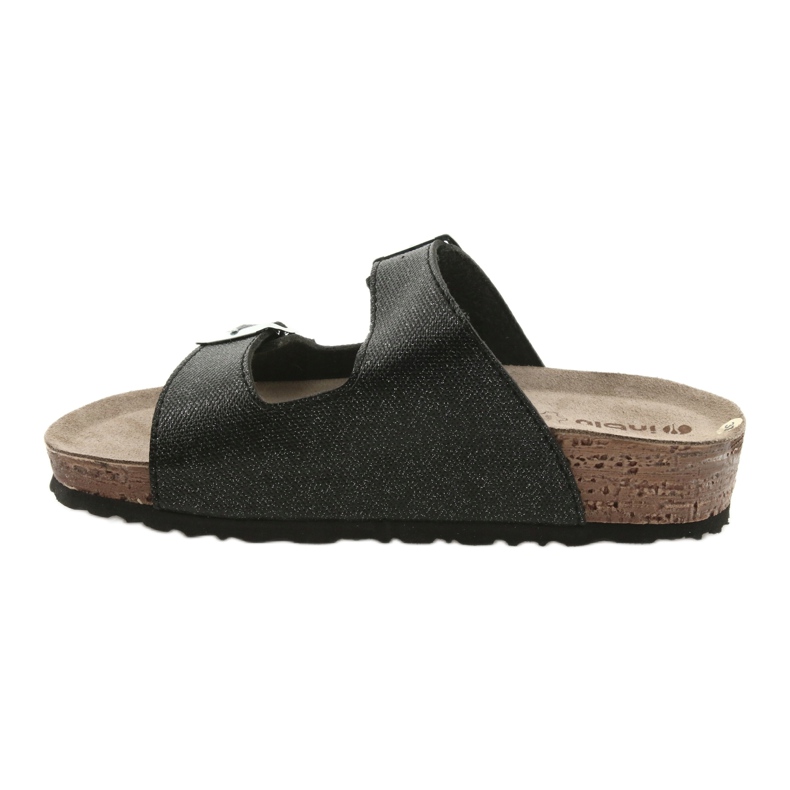 Musta Inblu NM013 naisten musta tohveli hopeahiukkasilla 2