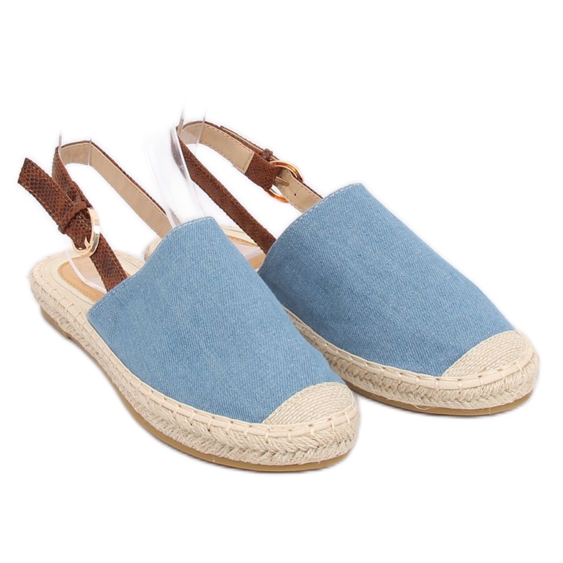 HH-119 BLUE / CAMEL siniset espadrillit avoimilla korkoilla sininen 2