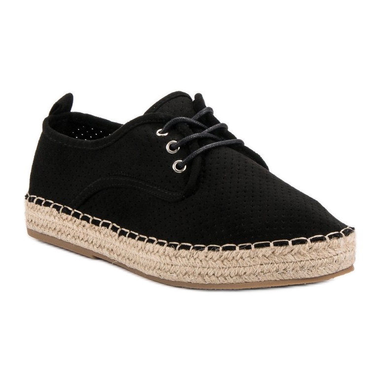 Ideal Shoes Nauhoitetut espadrillit musta 2