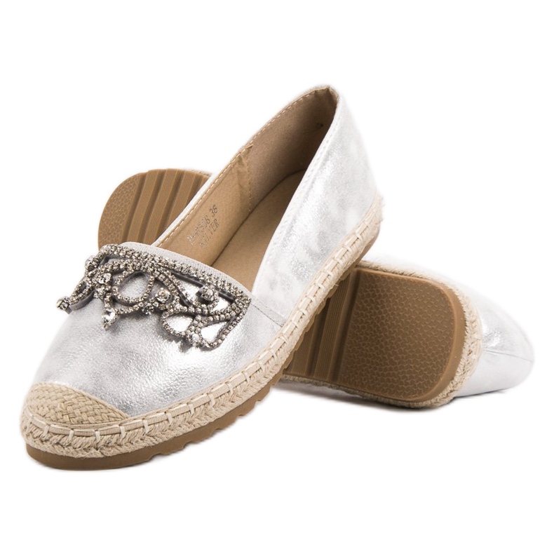 Ideal Shoes Hopeiset espadrillit koristeilla harmaa 2
