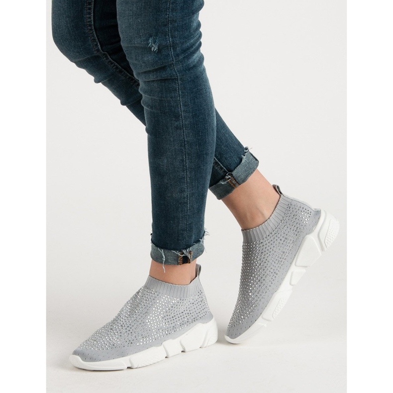 Tekstiiliset urheilukengät kristalleilla harmaa 1