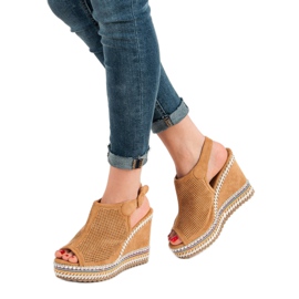 Nio Nio Sisäänrakennetut kiilamaiset sandaalit ruskea 2