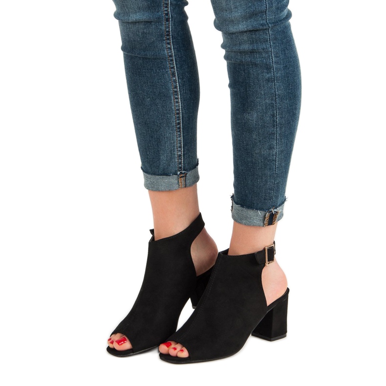 Super Mode Rakennetut sandaalit baarissa musta 1