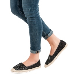 Ideal Shoes Espadrillot kristallien kanssa musta 1