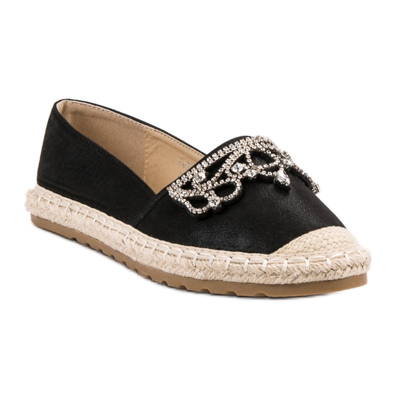 Ideal Shoes Mustat espadrillit koristeilla 1