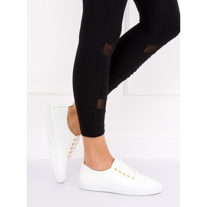 Valkoiset naisten lenkkarit WD009 VALKOINEN / KELTAINEN 2